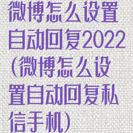 微博怎么设置自动回复2022(微博怎么设置自动回复私信手机)