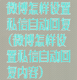 微博怎样设置私信自动回复(微博怎样设置私信自动回复内容)