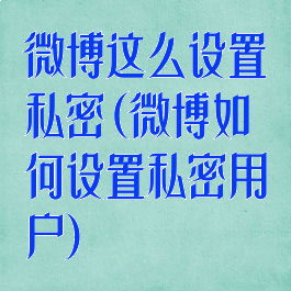 微博这么设置私密(微博如何设置私密用户)