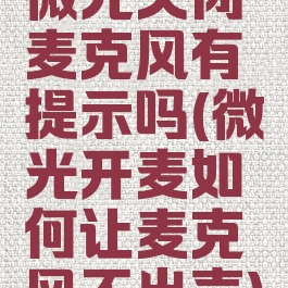 微光关闭麦克风有提示吗(微光开麦如何让麦克风不出声)