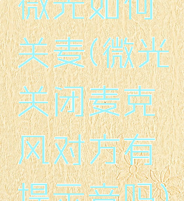 微光如何关麦(微光关闭麦克风对方有提示音吗)