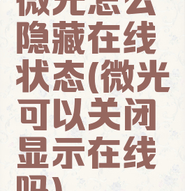 微光怎么隐藏在线状态(微光可以关闭显示在线吗)
