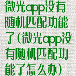 微光app没有随机匹配功能了(微光app没有随机匹配功能了怎么办)