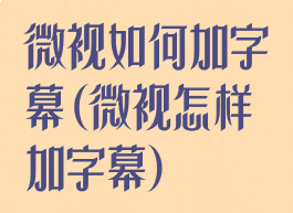 微视如何加字幕(微视怎样加字幕)