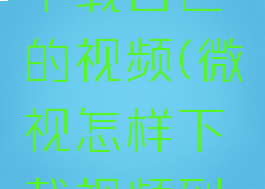 微视怎么下载自己的视频(微视怎样下载视频到手机)