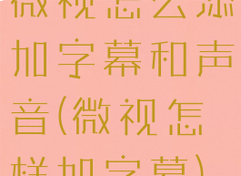 微视怎么添加字幕和声音(微视怎样加字幕)