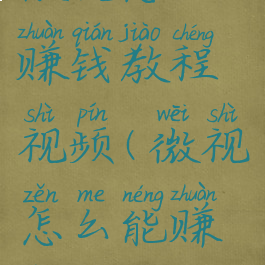 微视怎么赚钱教程视频(微视怎么能赚钱)