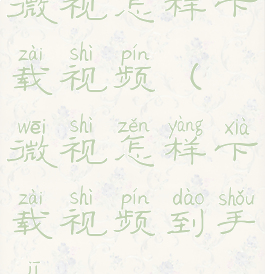 微视怎样下载视频(微视怎样下载视频到手机)