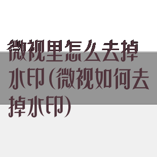 微视里怎么去掉水印(微视如何去掉水印)