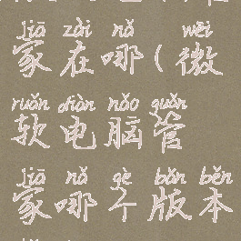 微软电脑管家在哪(微软电脑管家哪个版本好用)