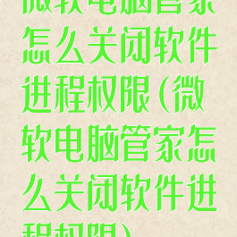 微软电脑管家怎么关闭软件进程权限(微软电脑管家怎么关闭软件进程权限)