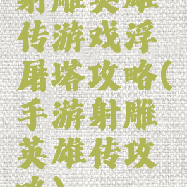 射雕英雄传游戏浮屠塔攻略(手游射雕英雄传攻略)