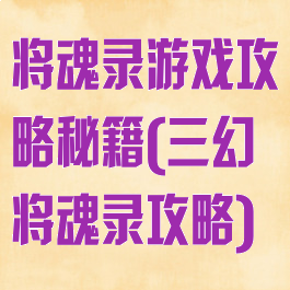 将魂录游戏攻略秘籍(三幻将魂录攻略)