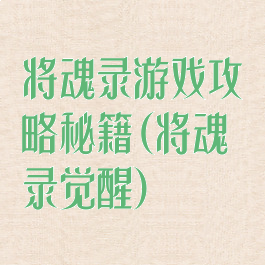 将魂录游戏攻略秘籍(将魂录觉醒)