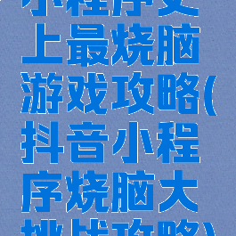 小程序史上最烧脑游戏攻略(抖音小程序烧脑大挑战攻略)