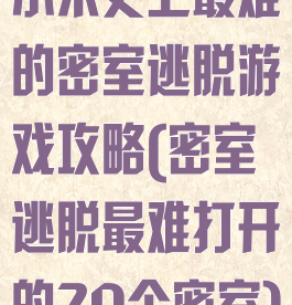 小米史上最难的密室逃脱游戏攻略(密室逃脱最难打开的20个密室)