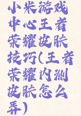 小米游戏中心王者荣耀皮肤技巧(王者荣耀内测皮肤怎么弄)