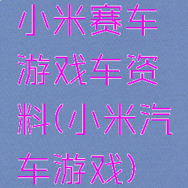 小米赛车游戏车资料(小米汽车游戏)