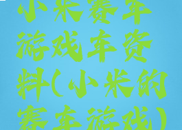 小米赛车游戏车资料(小米的赛车游戏)