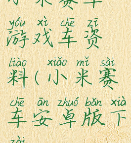 小米赛车游戏车资料(小米赛车安卓版下载)