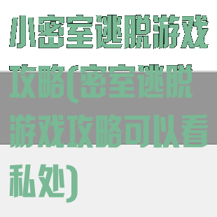 小密室逃脱游戏攻略(密室逃脱游戏攻略可以看私处)