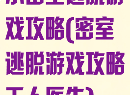 小密室逃脱游戏攻略(密室逃脱游戏攻略无人医生)