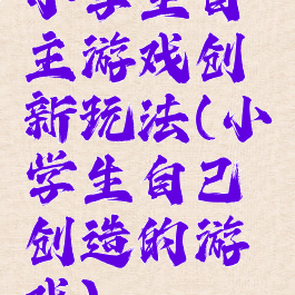 小学生自主游戏创新玩法(小学生自己创造的游戏)