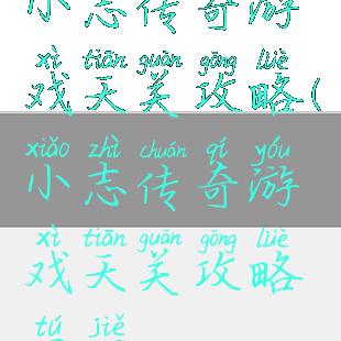 小志传奇游戏天关攻略(小志传奇游戏天关攻略图解)