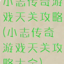 小志传奇游戏天关攻略(小志传奇游戏天关攻略大全)