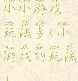 小小游戏玩法多(小游戏的玩法)
