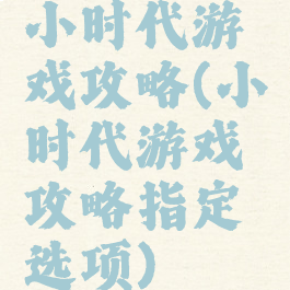 小时代游戏攻略(小时代游戏攻略指定选项)