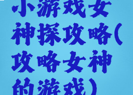 小游戏女神探攻略(攻略女神的游戏)