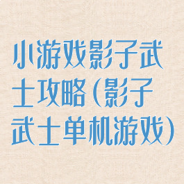 小游戏影子武士攻略(影子武士单机游戏)