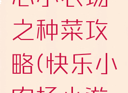 小游戏开心小农场之种菜攻略(快乐小农场小游戏)