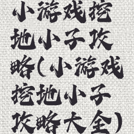 小游戏挖地小子攻略(小游戏挖地小子攻略大全)