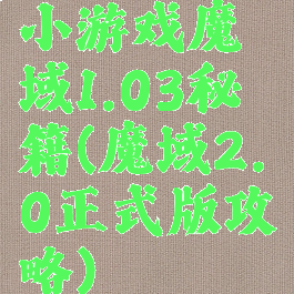 小游戏魔域1.03秘籍(魔域2.0正式版攻略)