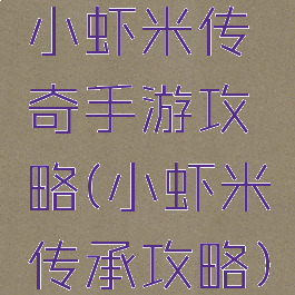 小虾米传奇手游攻略(小虾米传承攻略)