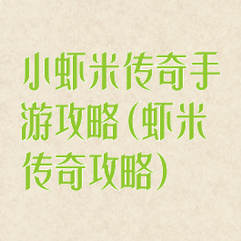 小虾米传奇手游攻略(虾米传奇攻略)
