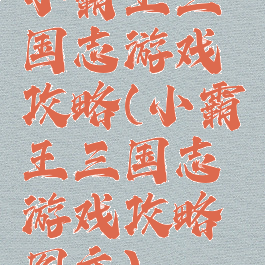 小霸王三国志游戏攻略(小霸王三国志游戏攻略图文)