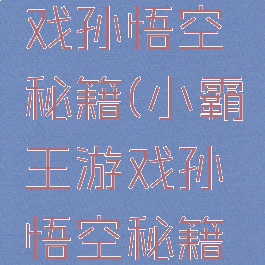 小霸王游戏孙悟空秘籍(小霸王游戏孙悟空秘籍大全)