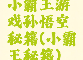 小霸王游戏孙悟空秘籍(小霸王秘籍)