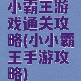 小霸王游戏通关攻略(小小霸王手游攻略)