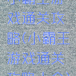 小霸王游戏通关攻略(小霸王游戏通关攻略大全)