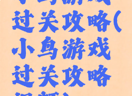 小鸟游戏过关攻略(小鸟游戏过关攻略视频)