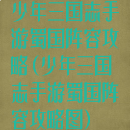 少年三国志手游蜀国阵容攻略(少年三国志手游蜀国阵容攻略图)