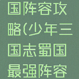 少年三国志手游蜀国阵容攻略(少年三国志蜀国最强阵容搭配选择攻略)