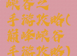 峡谷之弈手游攻略(巅峰峡谷手游攻略)