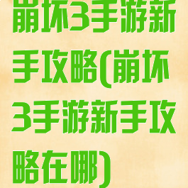 崩坏3手游新手攻略(崩坏3手游新手攻略在哪)