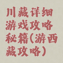 川藏详细游戏攻略秘籍(游西藏攻略)