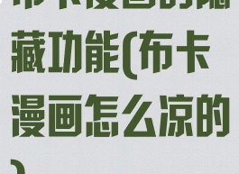 布卡漫画的隐藏功能(布卡漫画怎么凉的)